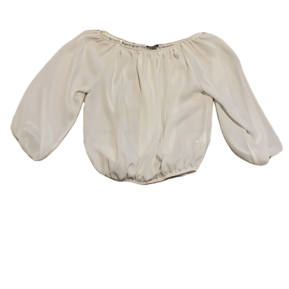 💚 REVAMPED Premium Collection White Off-the-Shoulder Blouse - Size Small- NWOT